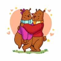 Free vector drawn valentine's day bears couple