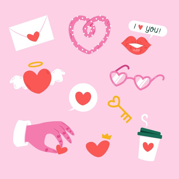 Free Vector  Vintage valentine's stickers