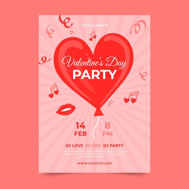 Drawn valentine's day party poster template