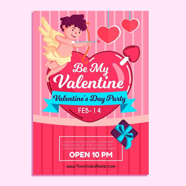 Free vector drawn valentine's day party poster