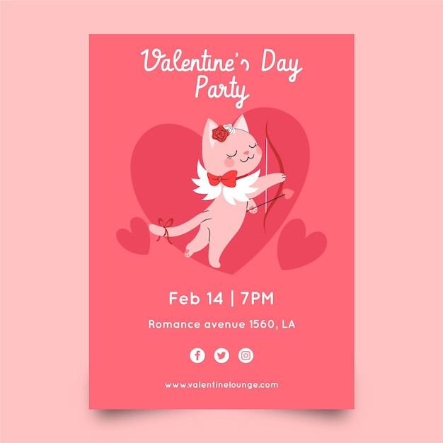 Drawn valentine's day poster template for party