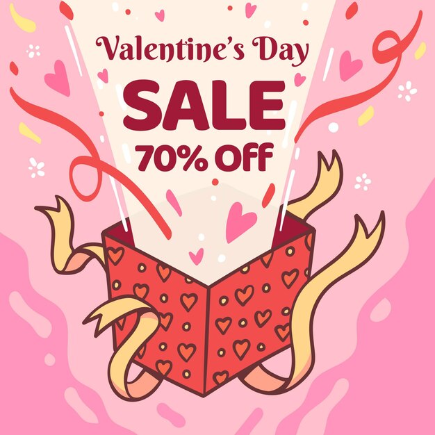 Drawn valentine's day sale promo