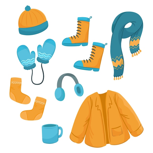 Free vector drawn winter clothes set