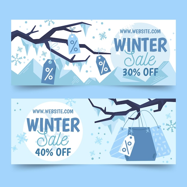 Drawn winter sale banners