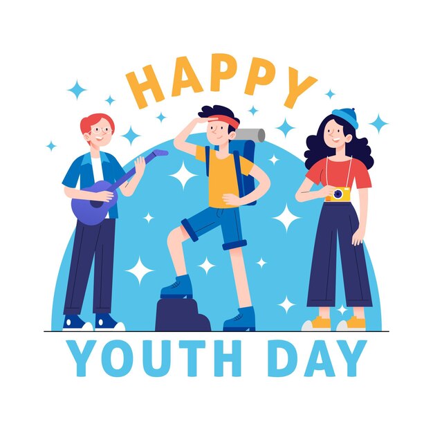 Drawn youth day illustration