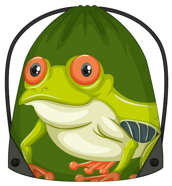 Free vector drawstring backpack with frog pattern