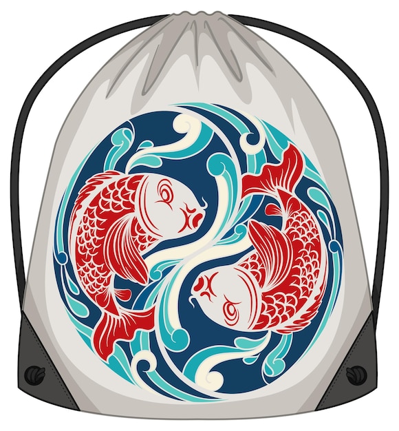 Drawstring backpack with koi carp pattern