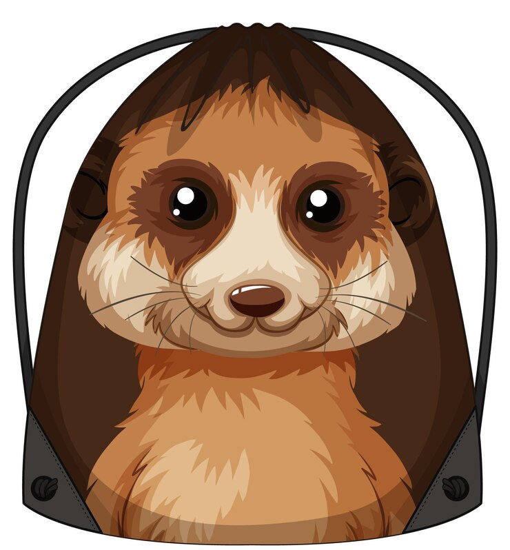 Free Vector drawstring backpack with meerkat pattern