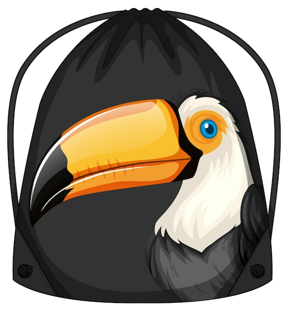 Drawstring backpack with toucan pattern