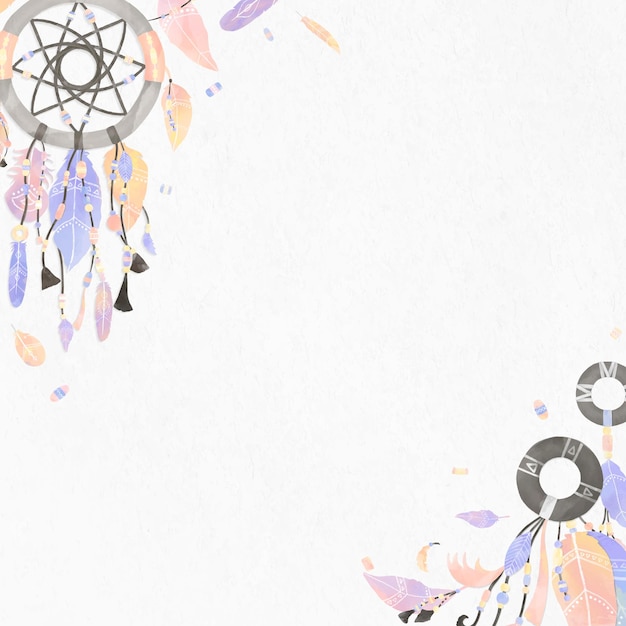 Dream catcher border. Bohemian style illustration