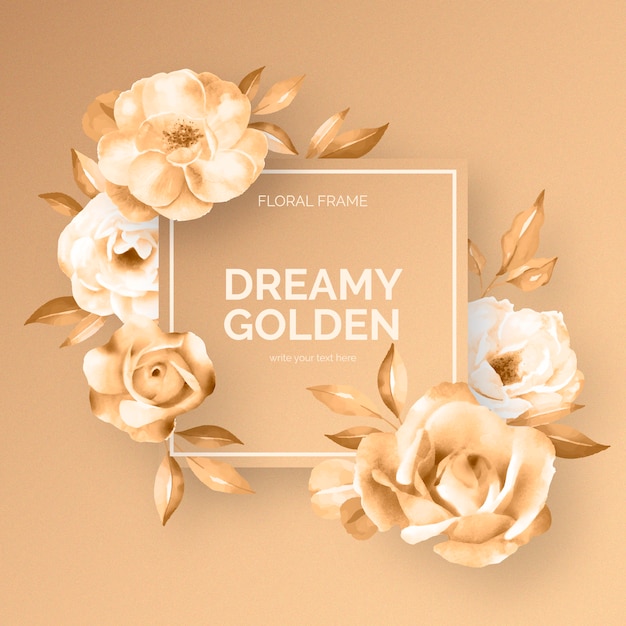 Dreamy golden floral frame