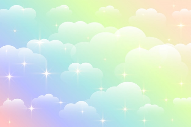 Dreamy rainbow color beautiful clouds background