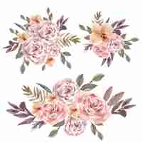 Free vector dried floral bouquet watercolor illustration