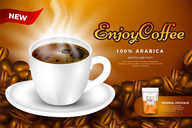 Бесплатное векторное изображение Напиток рекламный шаблон для кофе