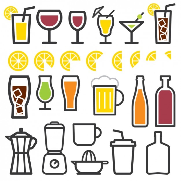 Free vector drink elements icons