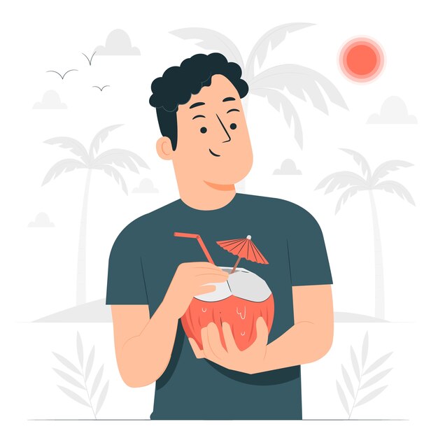 drinking coconut concept illustration