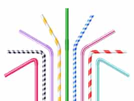 Free vector drinking straws realistic illustration