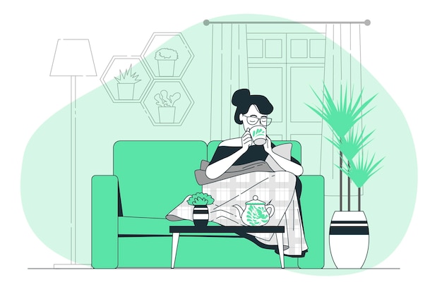 Free vector drinking tea concept illustration