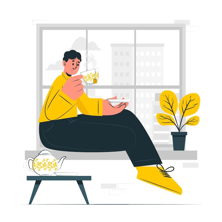 Free Vector drinking tea concept illustration