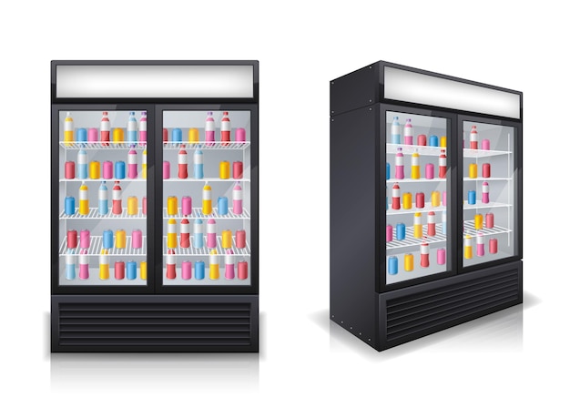 Бесплатное векторное изображение Набор холодильников для напитков