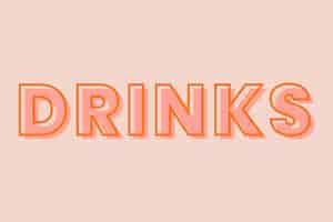 Free vector drinks typography on a pastel peach background