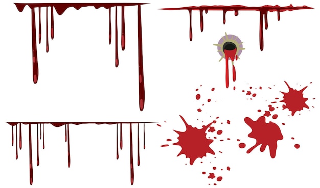 Free vector dripping blood set on white background