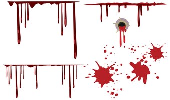Free vector dripping blood set on white background