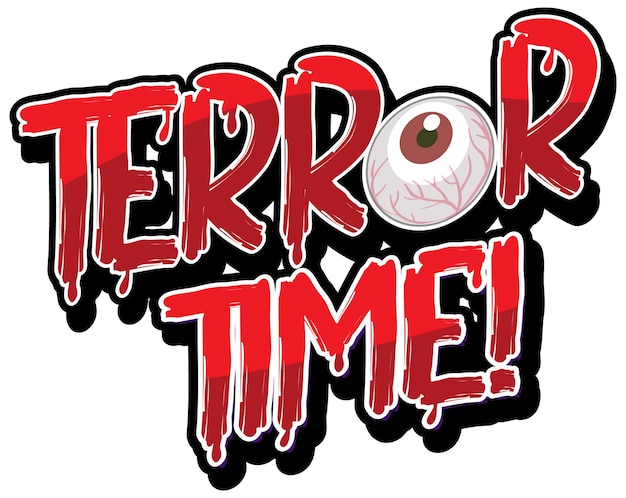 Free vector dripping blood style with terror time word and creepy eye