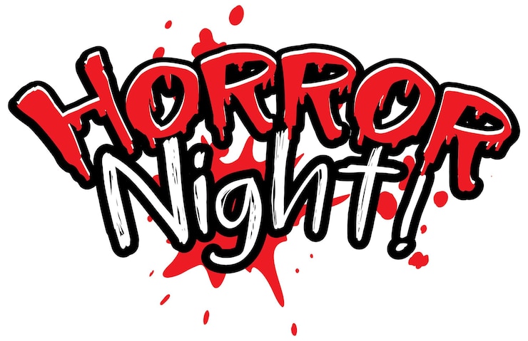무료 Vector horror night라는 단어가 있는 떨어지는 혈액 스타일