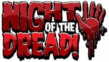 Vettore gratuito stile di sangue gocciolante con la parola night of the dread banner