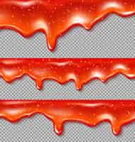 Бесплатное векторное изображение Капающий соус чили падает с брызгами жидкого кетчупа