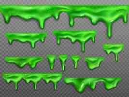 Free vector dripping slime, green goo halloween ooze, mucus