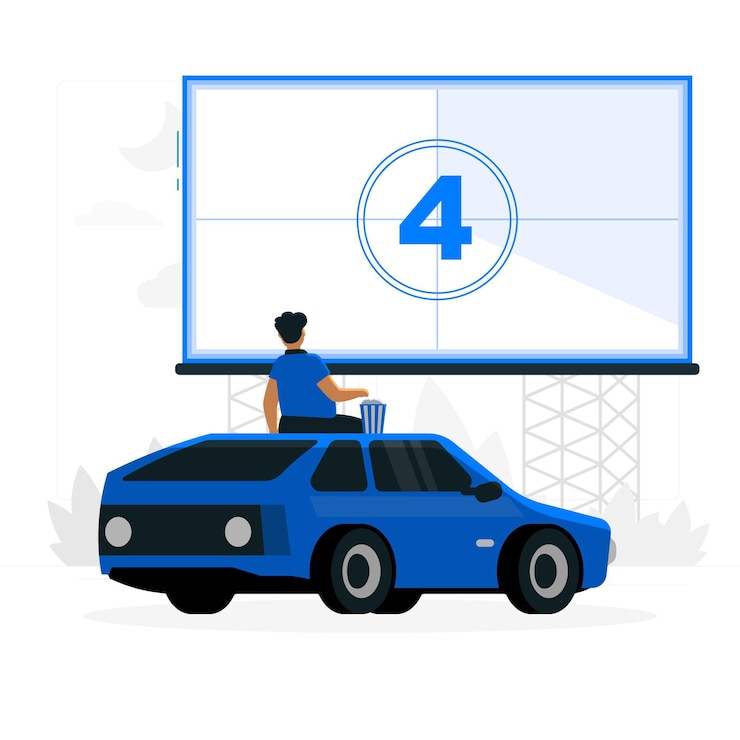 Free Vector drive-in movie theater concept illustration