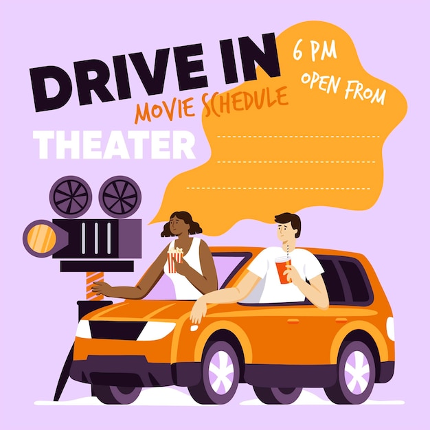 Free vector drive-in movie theater concept