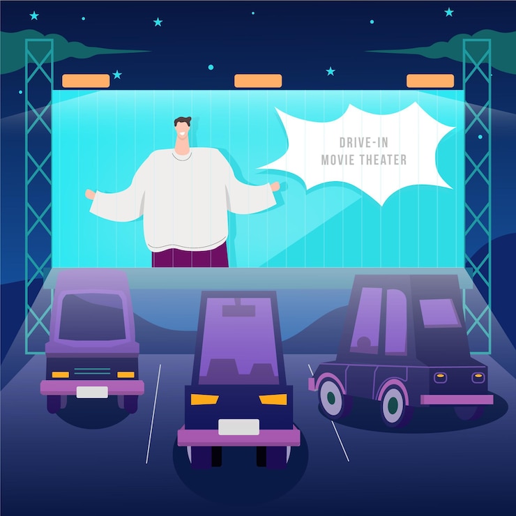 Free Vector drive-in movie theater event