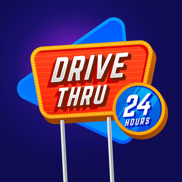 Free vector drive thru sign illustration