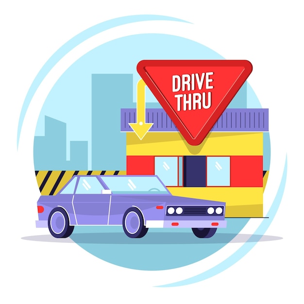 Free vector drive thru window concept