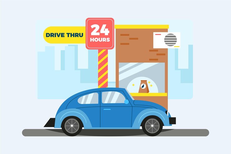 मुफ़्त वेक्टर drive thru window for food