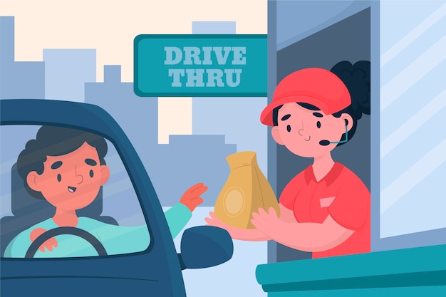 Free vector drive thru window illustration