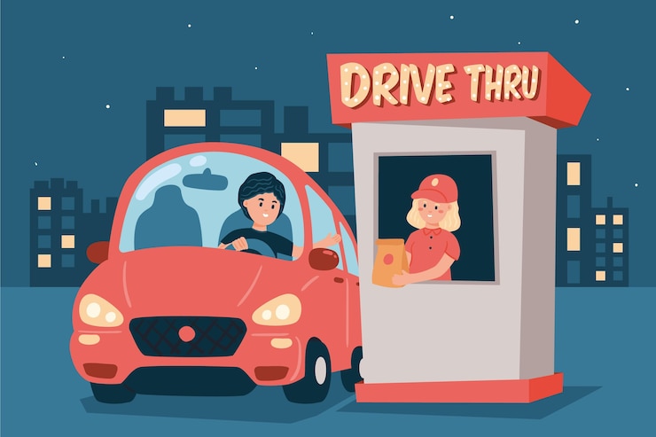 Free Vector drive thru window at night