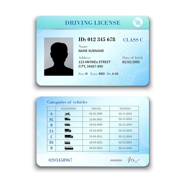 Иллюстрация лицензии водителя