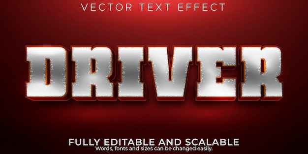 Free vector driver text effect, editable motorcycle and biker text style
