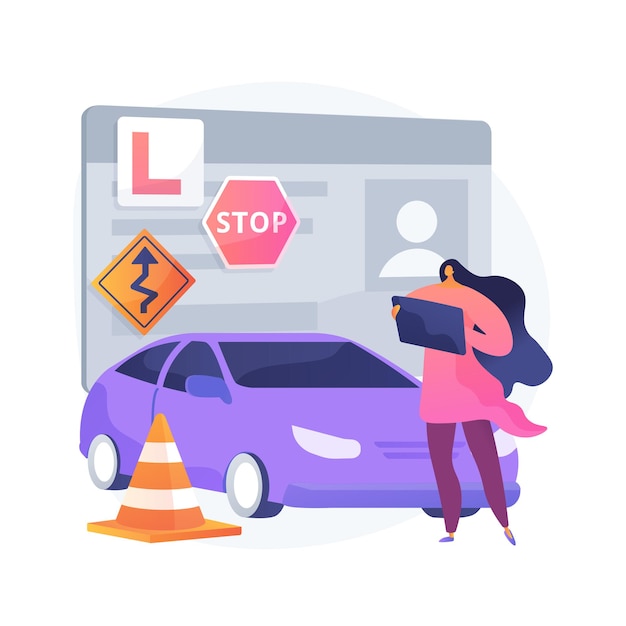 Driving lessons abstract concept illustration