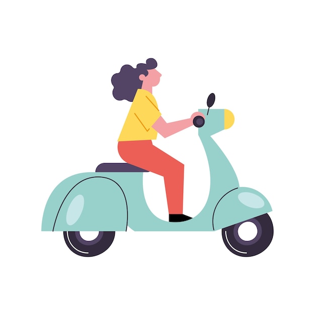 Free vector driving motor scooter adventure