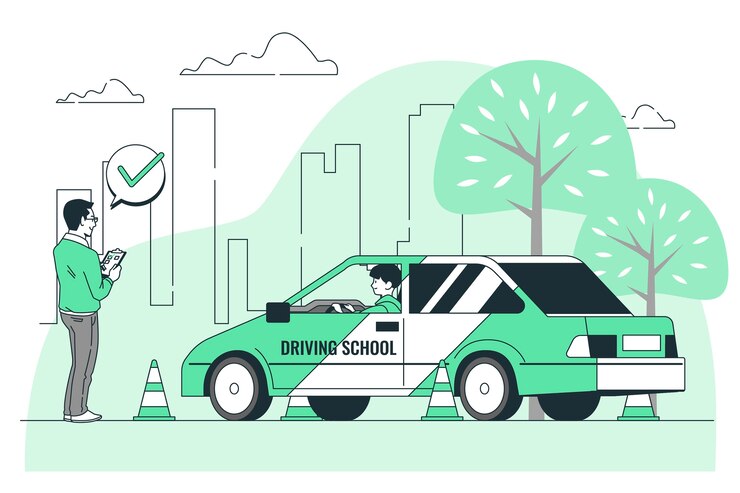 Free Vector driving school concept illustration