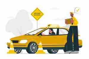 Free vector driving school concept illustration