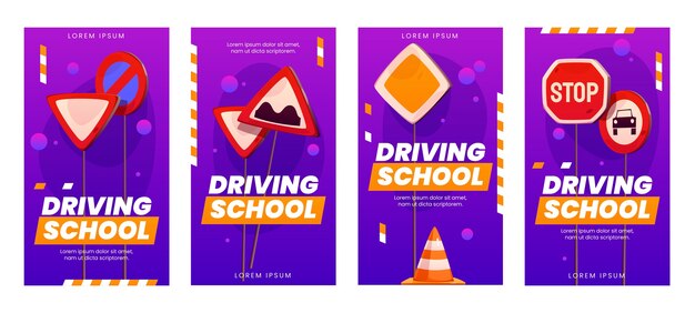 Driving school instagram story set