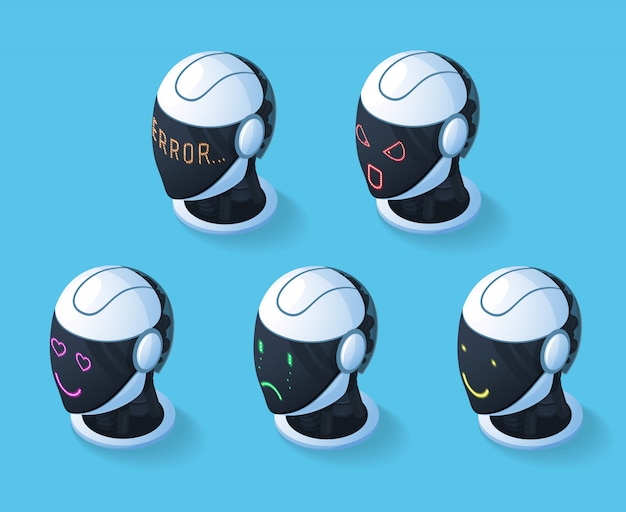Бесплатное векторное изображение droid emotions icon set
