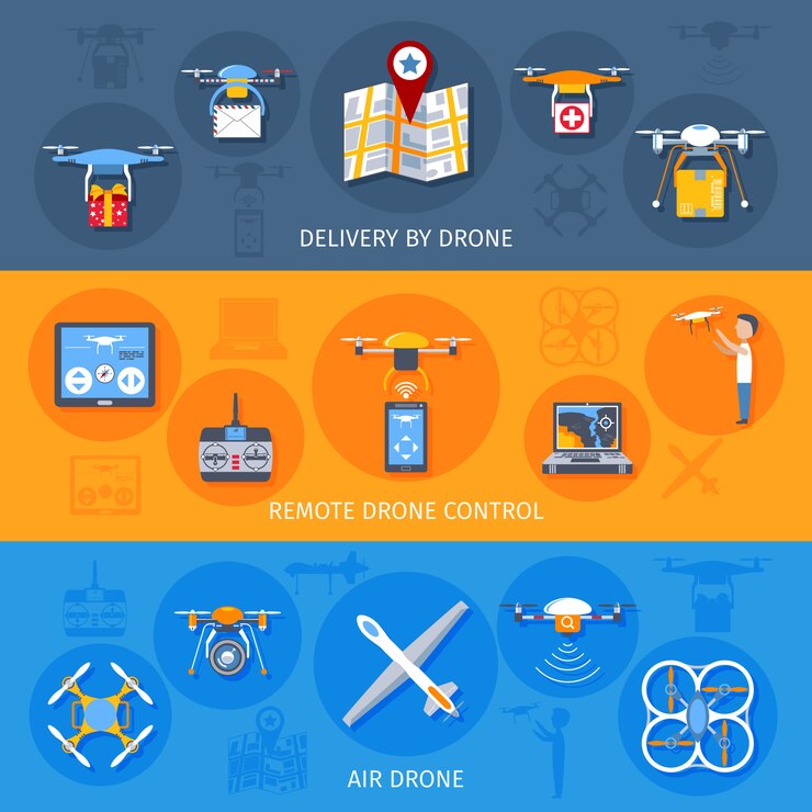Free Vector drone banner set