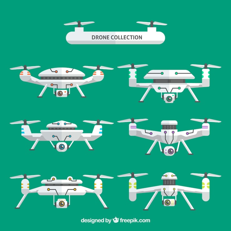 Бесплатный Вектор коллекция drone с различными моделями